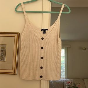 Knit tank top with brown button details